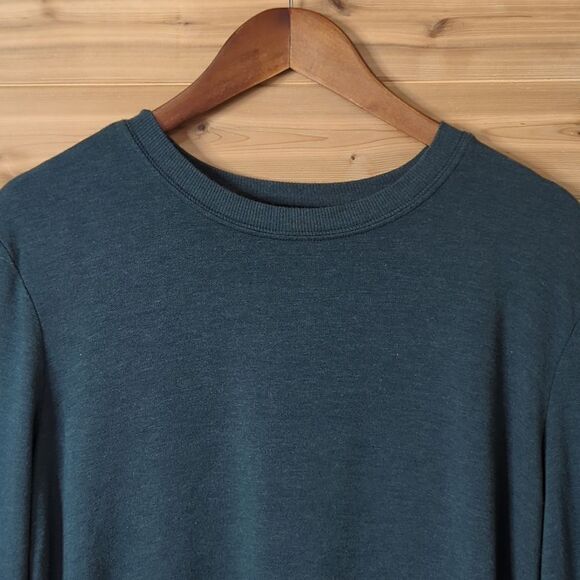 Spiritual Gangster Top Womens Medium Green Split Back Sweatshirt Lightweight - Picture 2 of 9